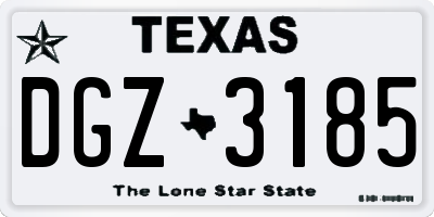 TX license plate DGZ3185