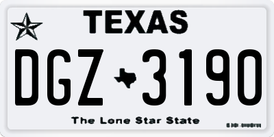 TX license plate DGZ3190