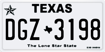 TX license plate DGZ3198
