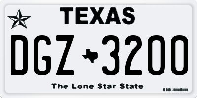 TX license plate DGZ3200