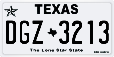 TX license plate DGZ3213