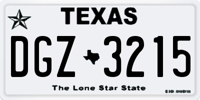 TX license plate DGZ3215