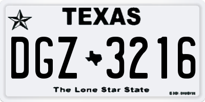 TX license plate DGZ3216