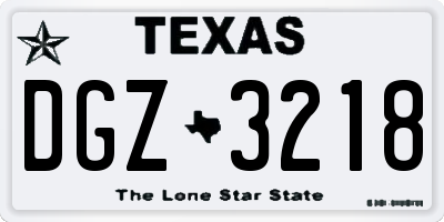 TX license plate DGZ3218
