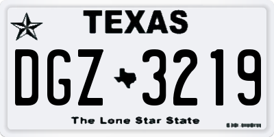 TX license plate DGZ3219