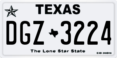 TX license plate DGZ3224