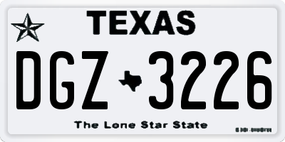 TX license plate DGZ3226