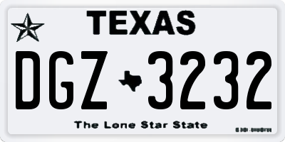 TX license plate DGZ3232