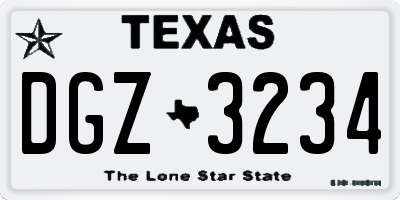 TX license plate DGZ3234