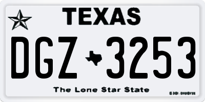 TX license plate DGZ3253