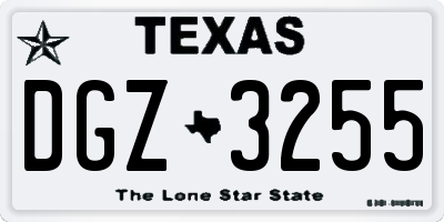 TX license plate DGZ3255