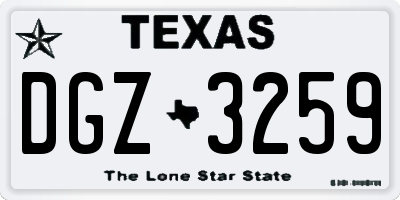 TX license plate DGZ3259