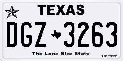 TX license plate DGZ3263