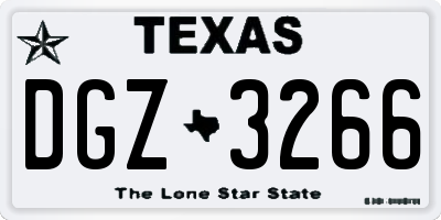 TX license plate DGZ3266