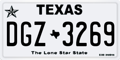 TX license plate DGZ3269