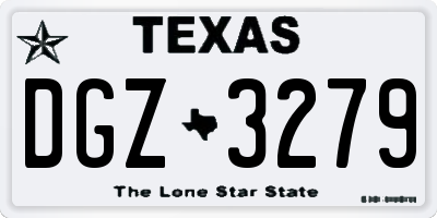 TX license plate DGZ3279