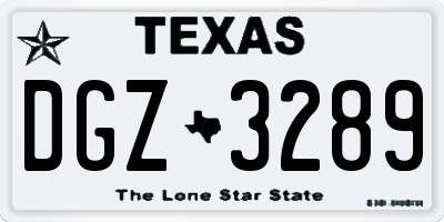 TX license plate DGZ3289