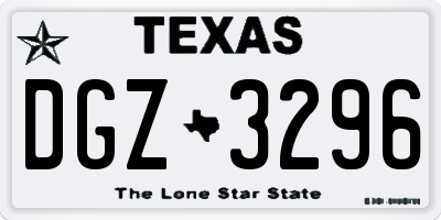 TX license plate DGZ3296