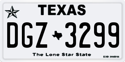 TX license plate DGZ3299