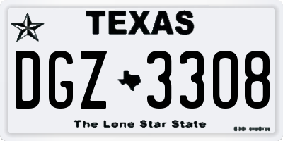 TX license plate DGZ3308