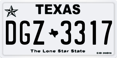 TX license plate DGZ3317