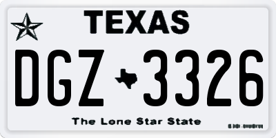 TX license plate DGZ3326