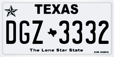 TX license plate DGZ3332