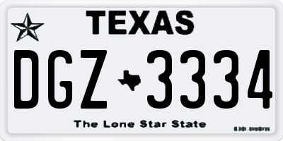 TX license plate DGZ3334