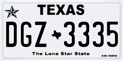 TX license plate DGZ3335