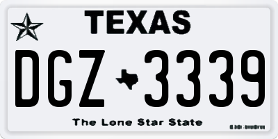 TX license plate DGZ3339