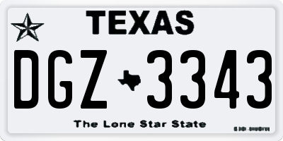 TX license plate DGZ3343