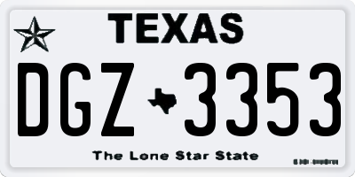 TX license plate DGZ3353