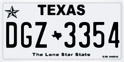 TX license plate DGZ3354