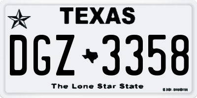 TX license plate DGZ3358