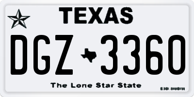 TX license plate DGZ3360