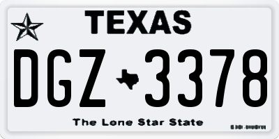 TX license plate DGZ3378