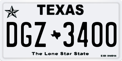 TX license plate DGZ3400