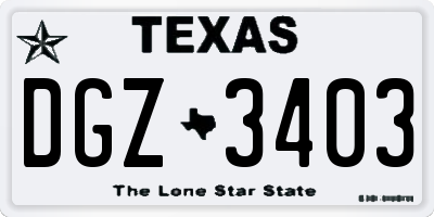 TX license plate DGZ3403