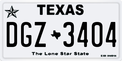 TX license plate DGZ3404