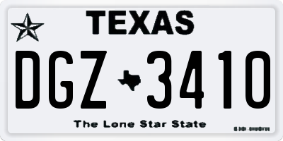 TX license plate DGZ3410