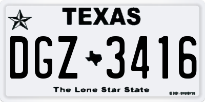 TX license plate DGZ3416