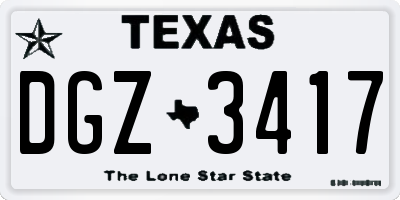 TX license plate DGZ3417