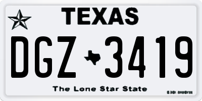 TX license plate DGZ3419
