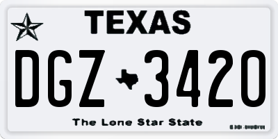 TX license plate DGZ3420