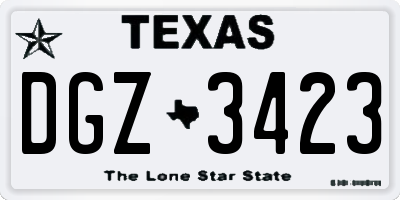 TX license plate DGZ3423