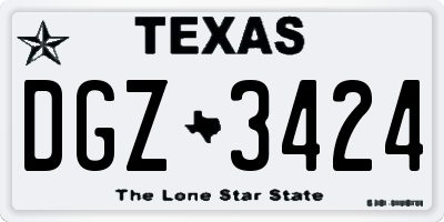 TX license plate DGZ3424