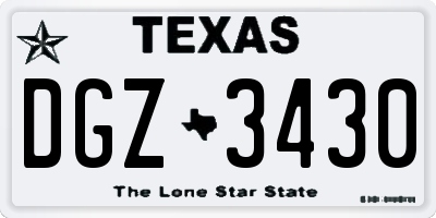 TX license plate DGZ3430