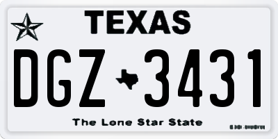 TX license plate DGZ3431