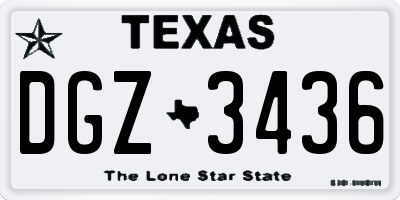 TX license plate DGZ3436