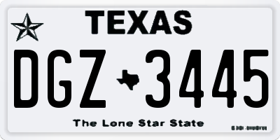 TX license plate DGZ3445